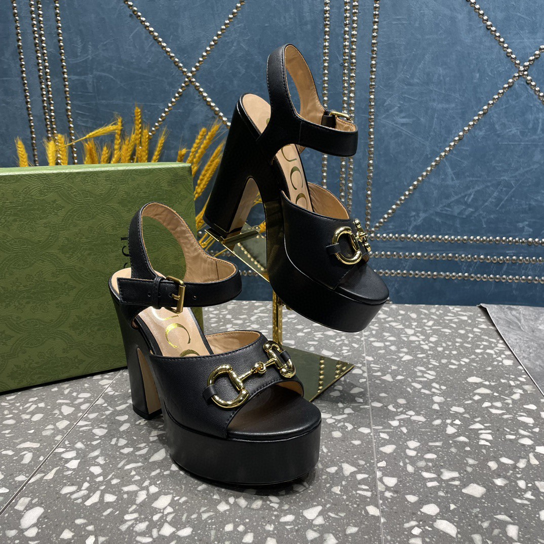 Gucci Platform Sandal With Horsebit Black For Women 674776 BKO00 1000