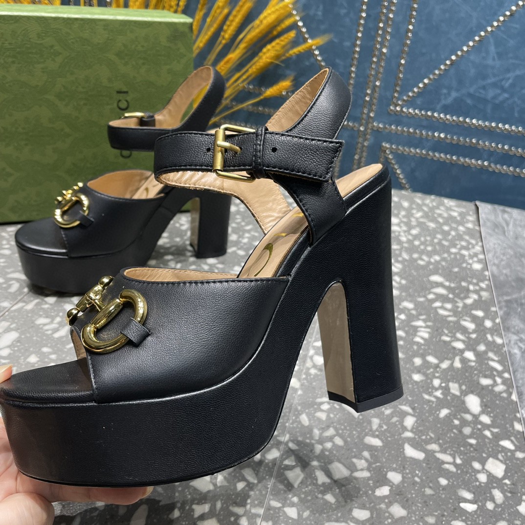 Gucci Platform Sandal With Horsebit Black For Women 674776 BKO00 1000