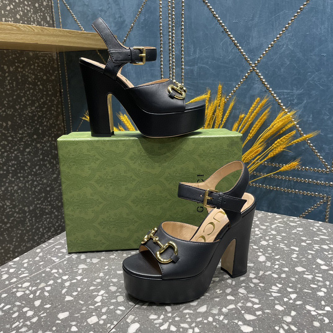 Gucci Platform Sandal With Horsebit Black For Women 674776 BKO00 1000