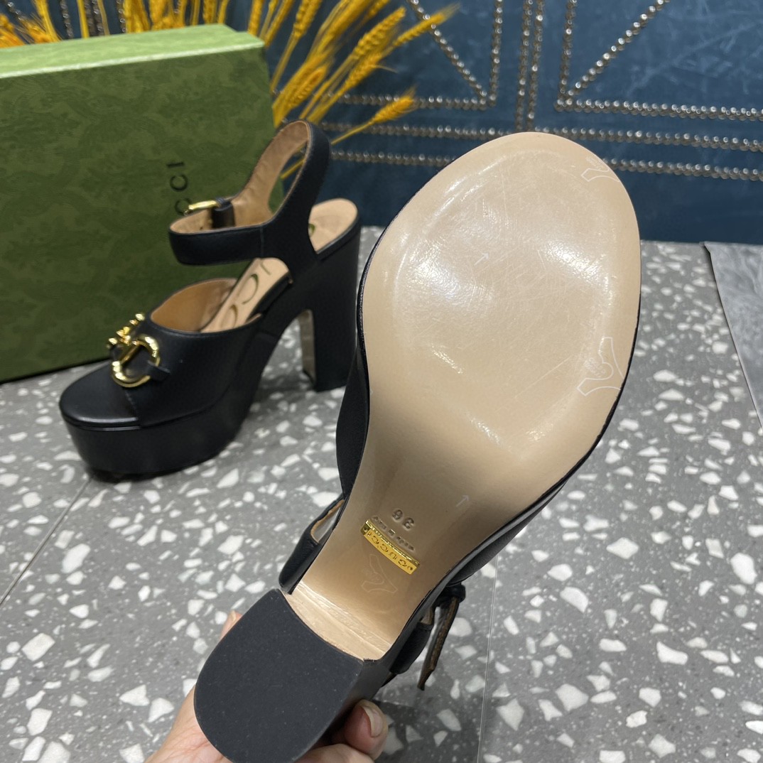 Gucci Platform Sandal With Horsebit Black For Women 674776 BKO00 1000