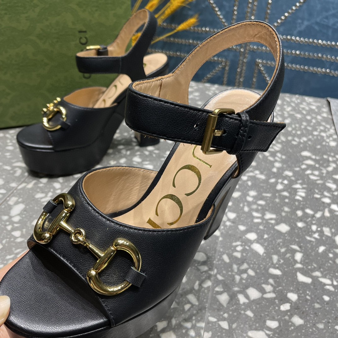 Gucci Platform Sandal With Horsebit Black For Women 674776 BKO00 1000