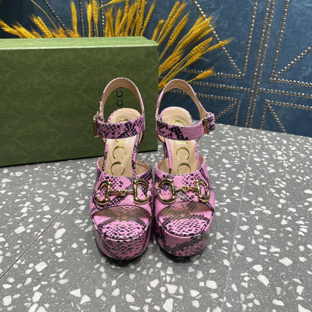 Gucci Platform Sandal With Horsebit Pink For Women