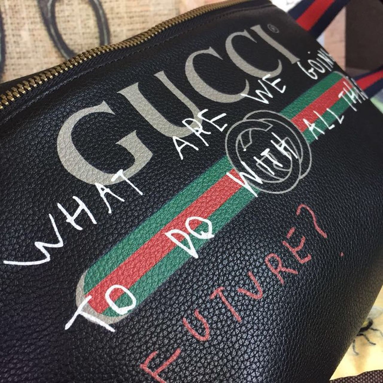 Gucci Print Waist Belt Bag Black For Women And Men 15in/39cm GG 530412