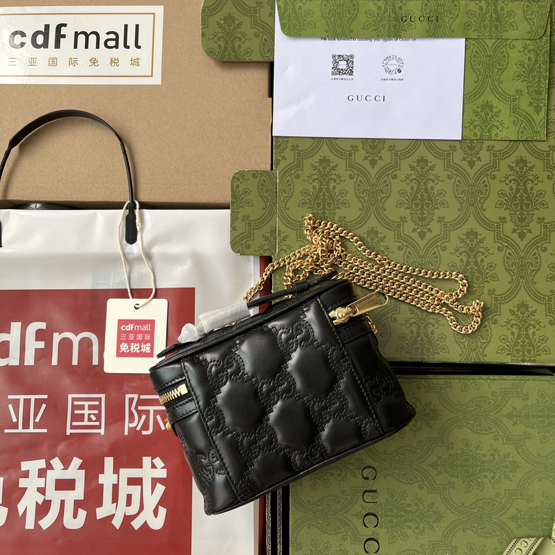 Gucci Quilted GG Mini Handbag Black For Women, Women’s Bags 6.3in/16cm GG 723770 UM8IG 1000