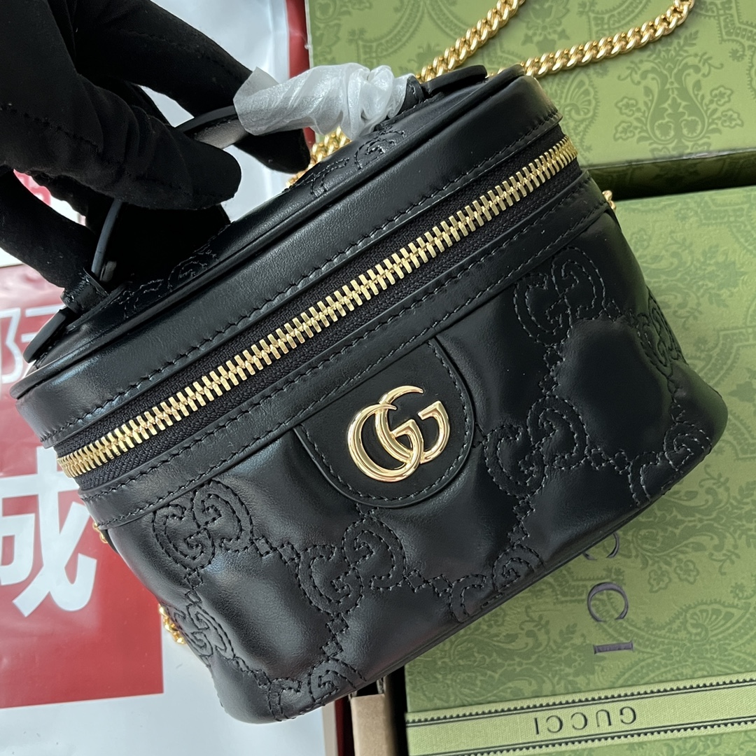 Gucci Quilted GG Mini Handbag Black For Women, Women’s Bags 6.3in/16cm GG 723770 UM8IG 1000