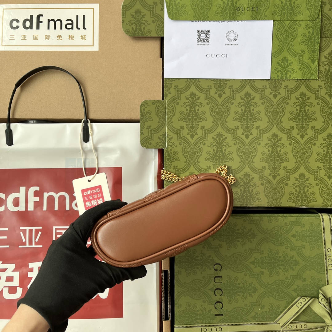 Gucci Quilted GG Mini Handbag Brown For Women, Women’s Bags 6.3in/16cm GG 723770 UM8IG 2546