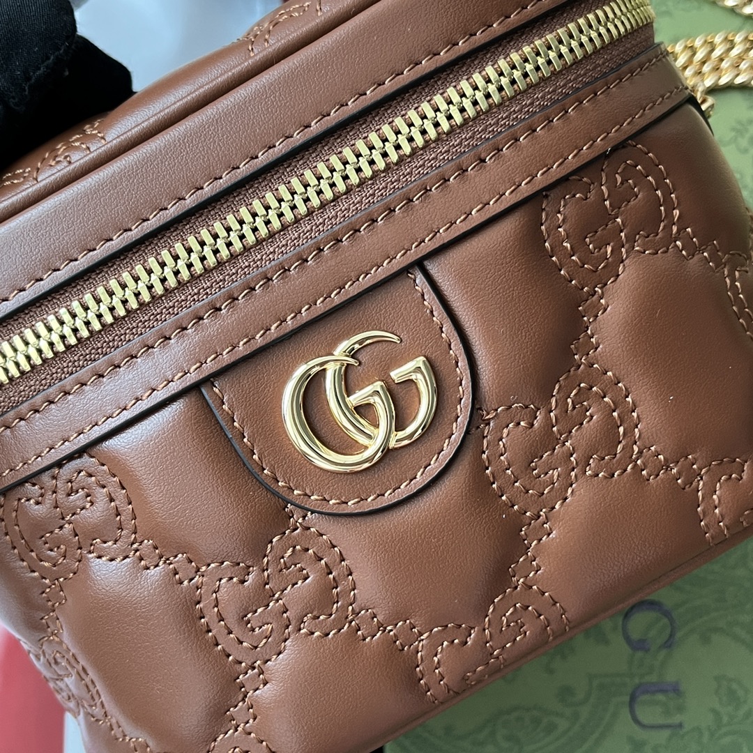 Gucci Quilted GG Mini Handbag Brown For Women, Women’s Bags 6.3in/16cm GG 723770 UM8IG 2546