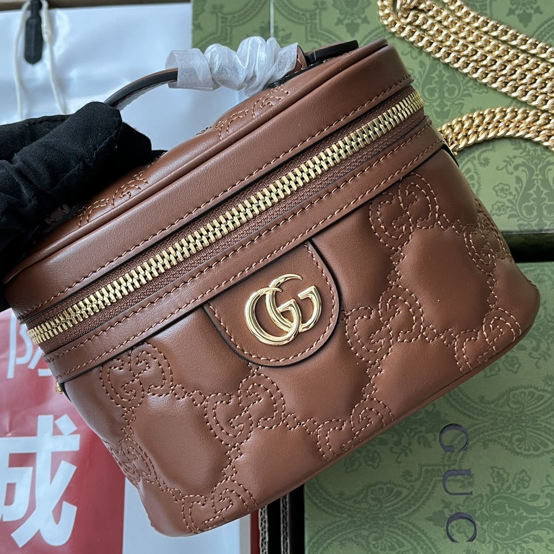 Gucci Quilted GG Mini Handbag Brown For Women, Women’s Bags 6.3in/16cm GG 723770 UM8IG 2546