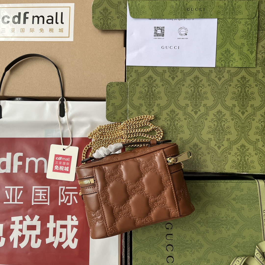 Gucci Quilted GG Mini Handbag Brown For Women, Women’s Bags 6.3in/16cm GG 723770 UM8IG 2546