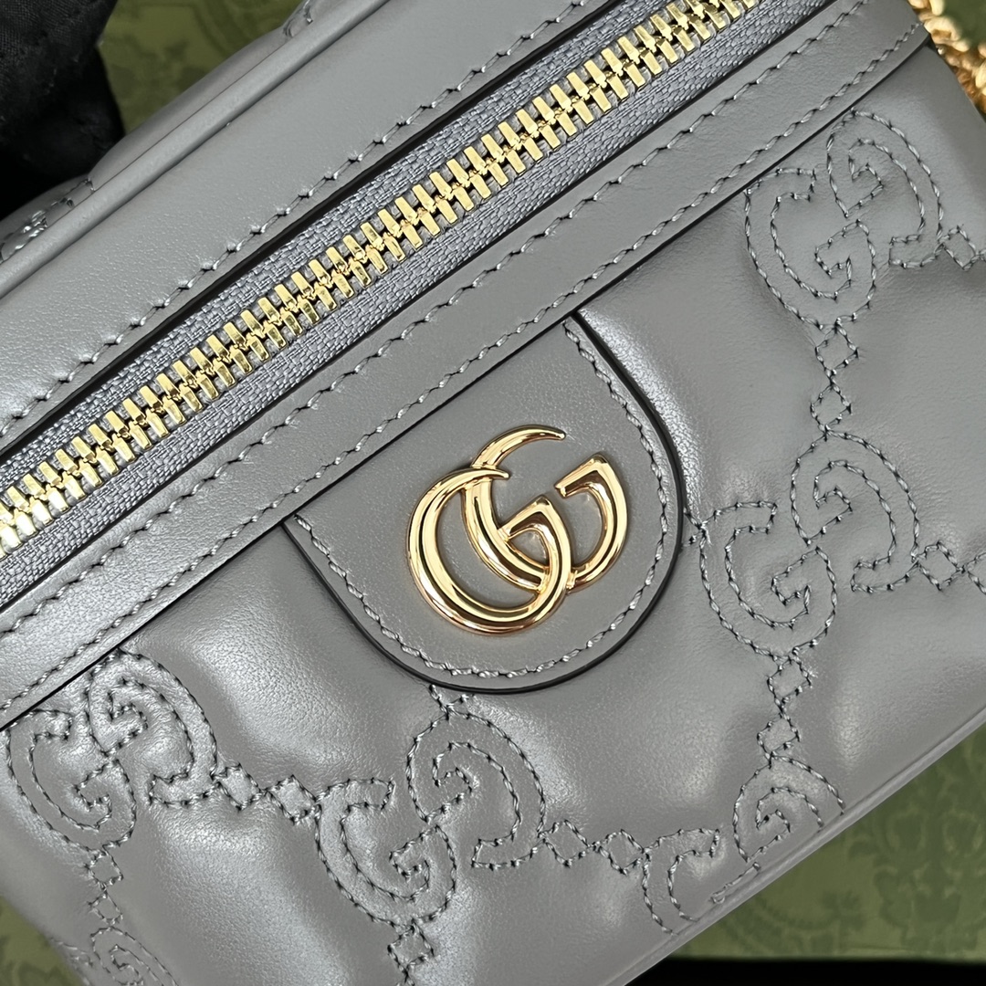 Gucci Quilted GG Mini Handbag Gray For Women, Women’s Bags 6.3in/16cm GG 723770 UM8IG 1275