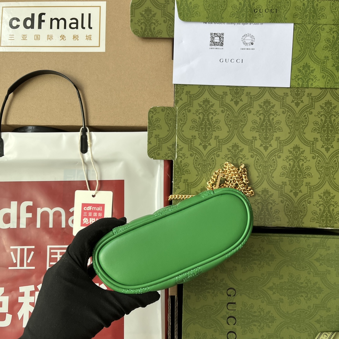 Gucci Quilted GG Mini Handbag Green For Women, Women’s Bags 6.3in/16cm GG 723770 UM8IG 3219