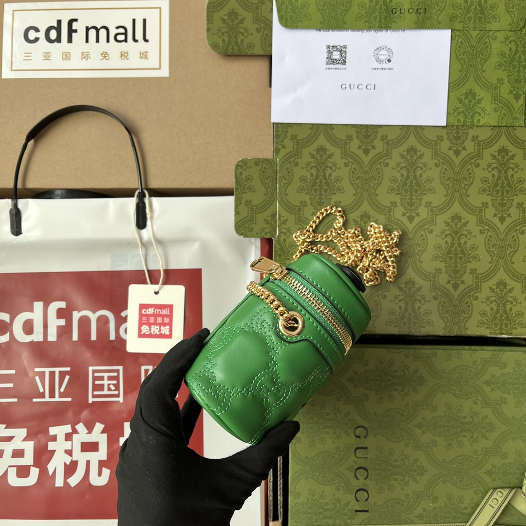 Gucci Quilted GG Mini Handbag Green For Women, Women’s Bags 6.3in/16cm GG 723770 UM8IG 3219