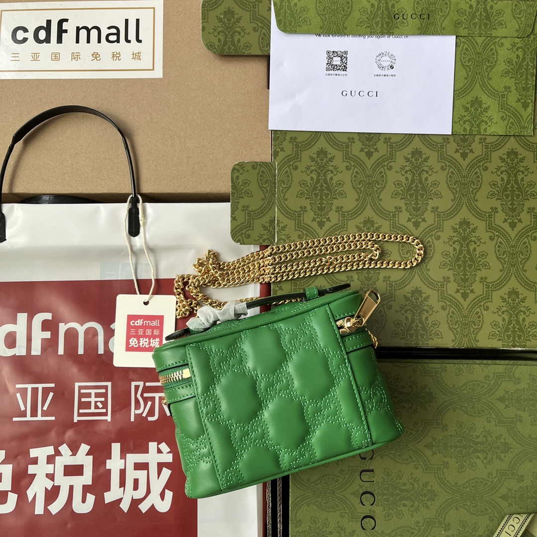 Gucci Quilted GG Mini Handbag Green For Women, Women’s Bags 6.3in/16cm GG 723770 UM8IG 3219