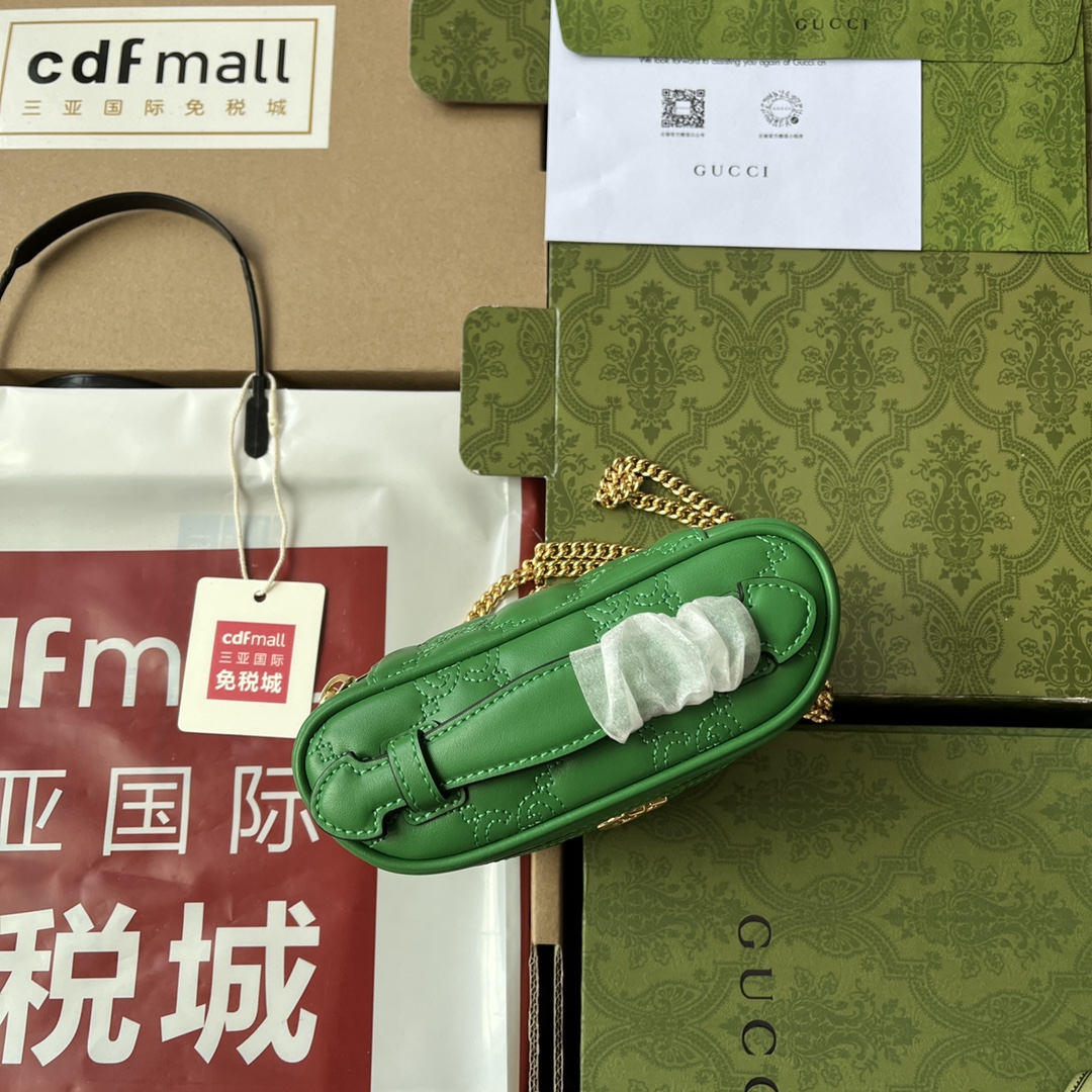 Gucci Quilted GG Mini Handbag Green For Women, Women’s Bags 6.3in/16cm GG 723770 UM8IG 3219