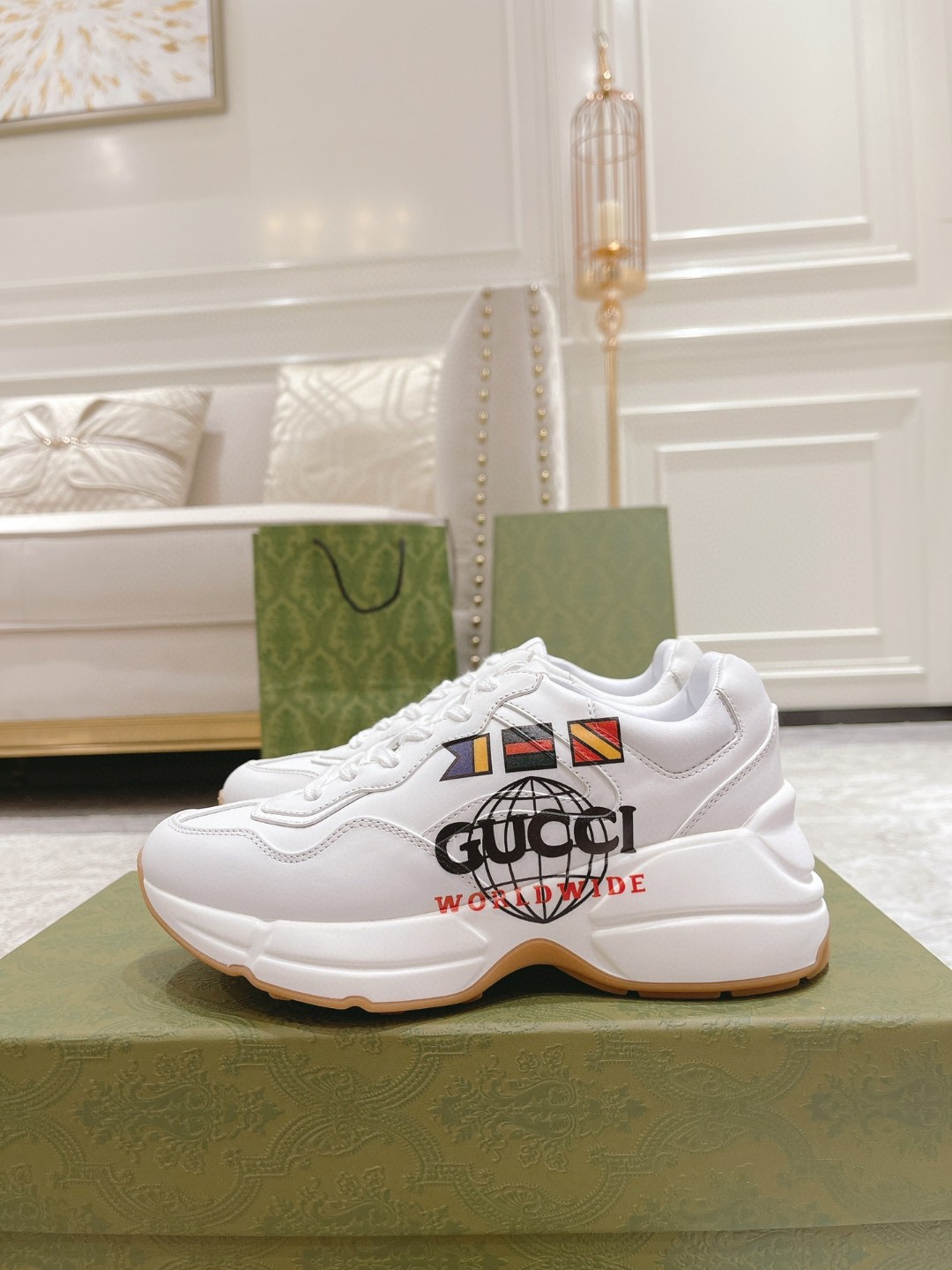 Gucci Rhyton Gucci Logo Sneaker White For Men