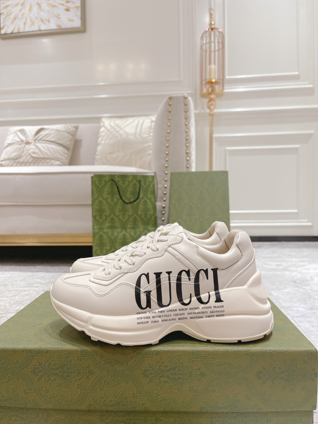 Gucci Rhyton Gucci Logo Sneaker White For Men