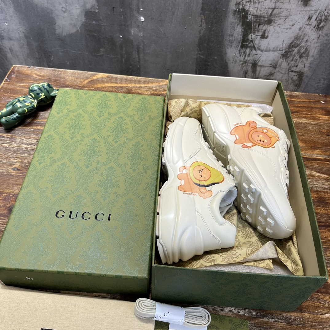 Gucci Rhyton Sneaker With Animal Print White For Men 737521 DRW00 9522