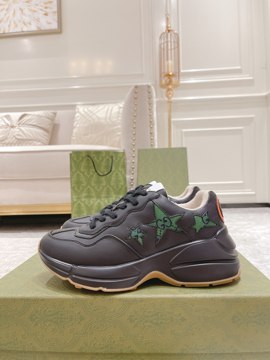 Gucci Rhyton Sneaker With Stars Black For Men 665604 2SHD0 1060