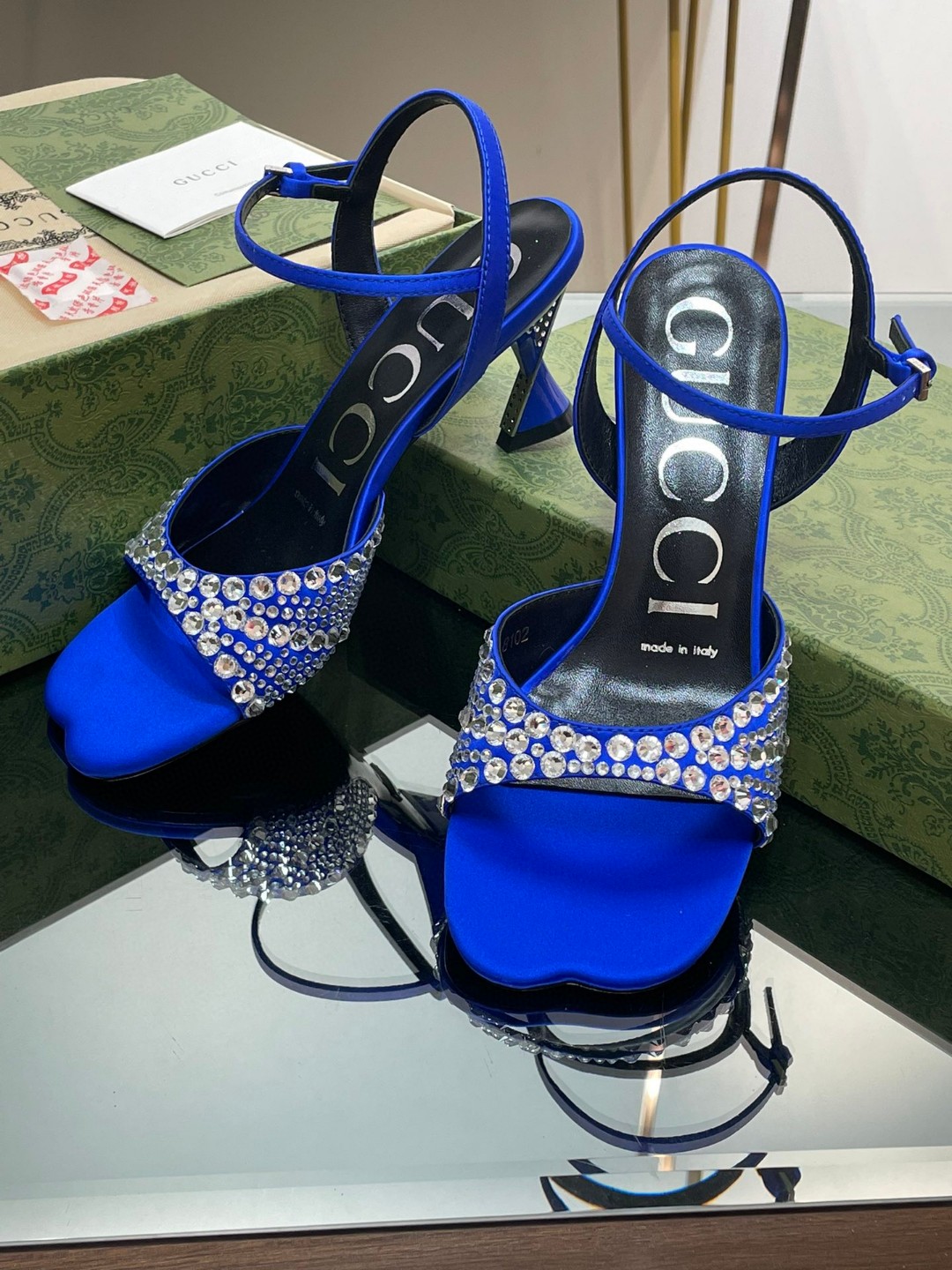 Gucci Sandal With Crystals Blue For Women