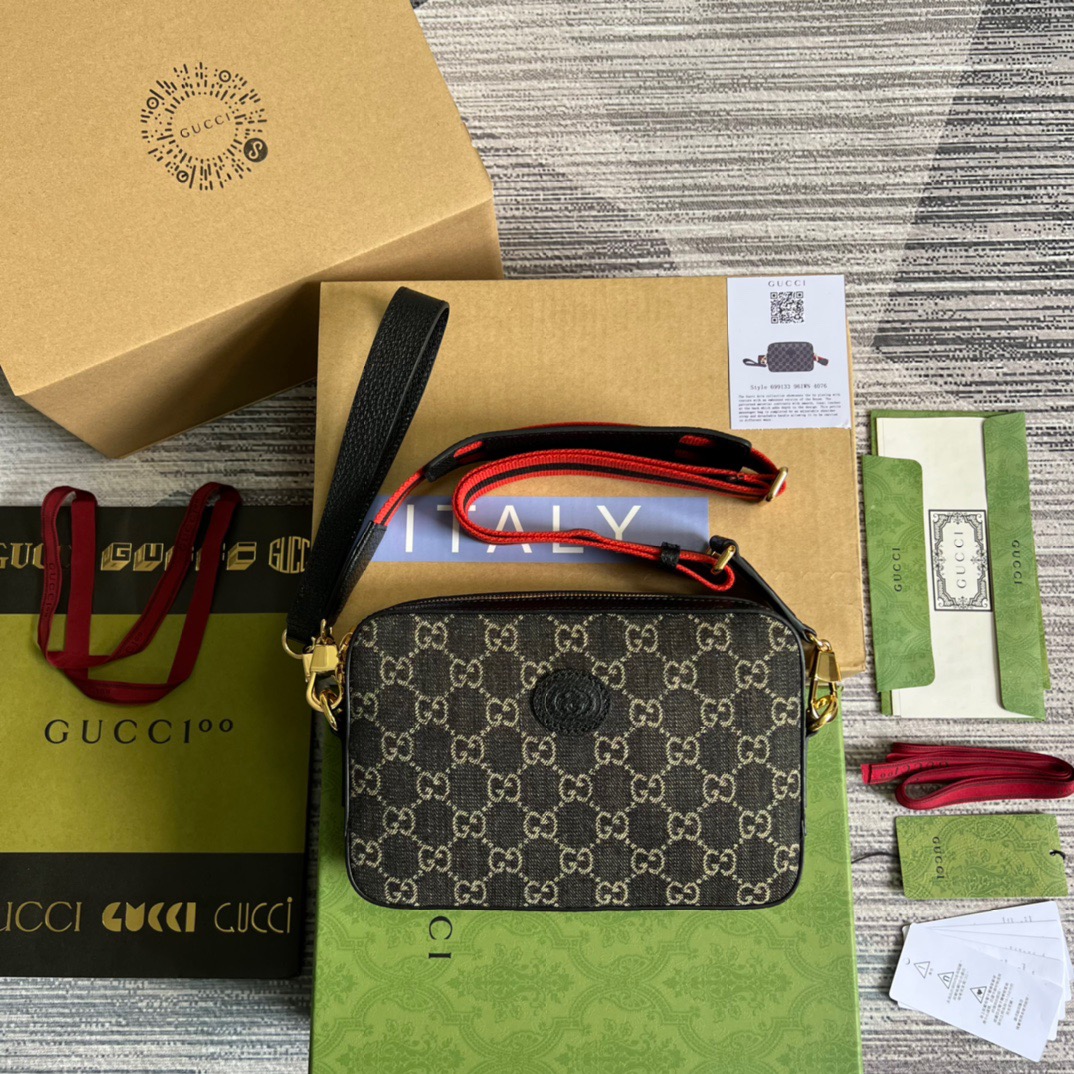 Gucci Shoulder Bag With Interlocking G Black And White GG Supreme Canvas For Women  9.6in/24.5cm GG