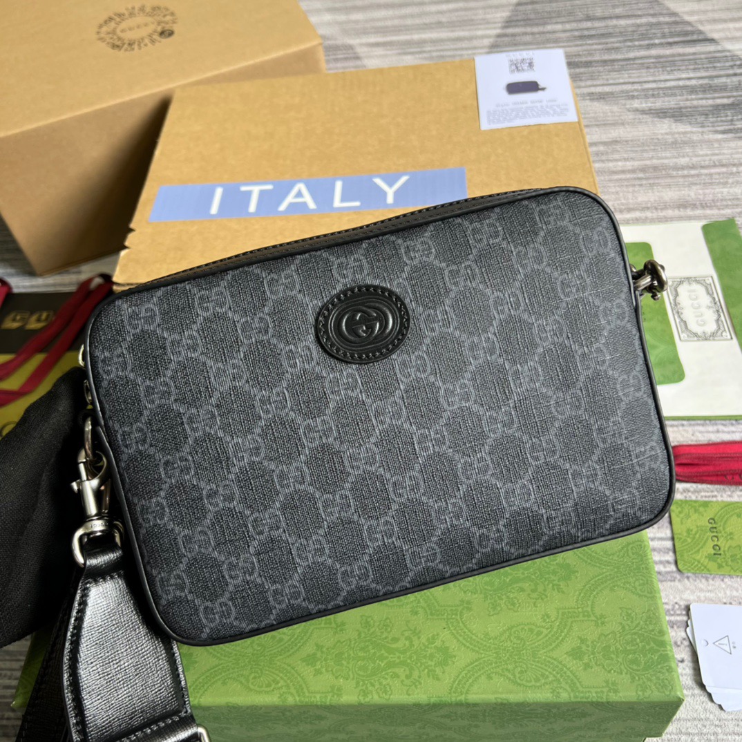 Gucci Shoulder Bag With Interlocking G Black GG Supreme Canvas For Women  9.6in/24.5cm