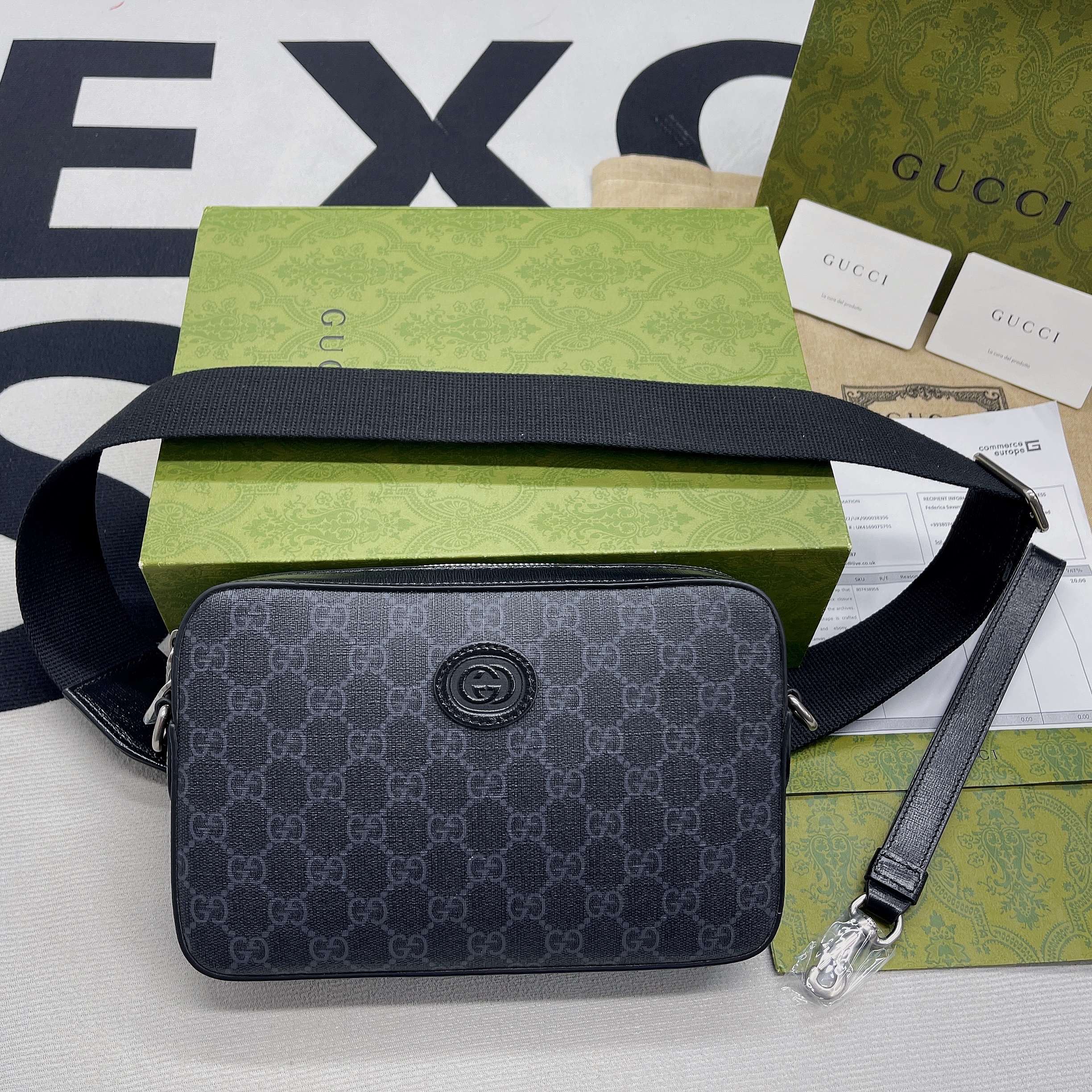 Gucci Shoulder Bag With Interlocking G Black GG Supreme Canvas For Women  9.6in/24.5cm