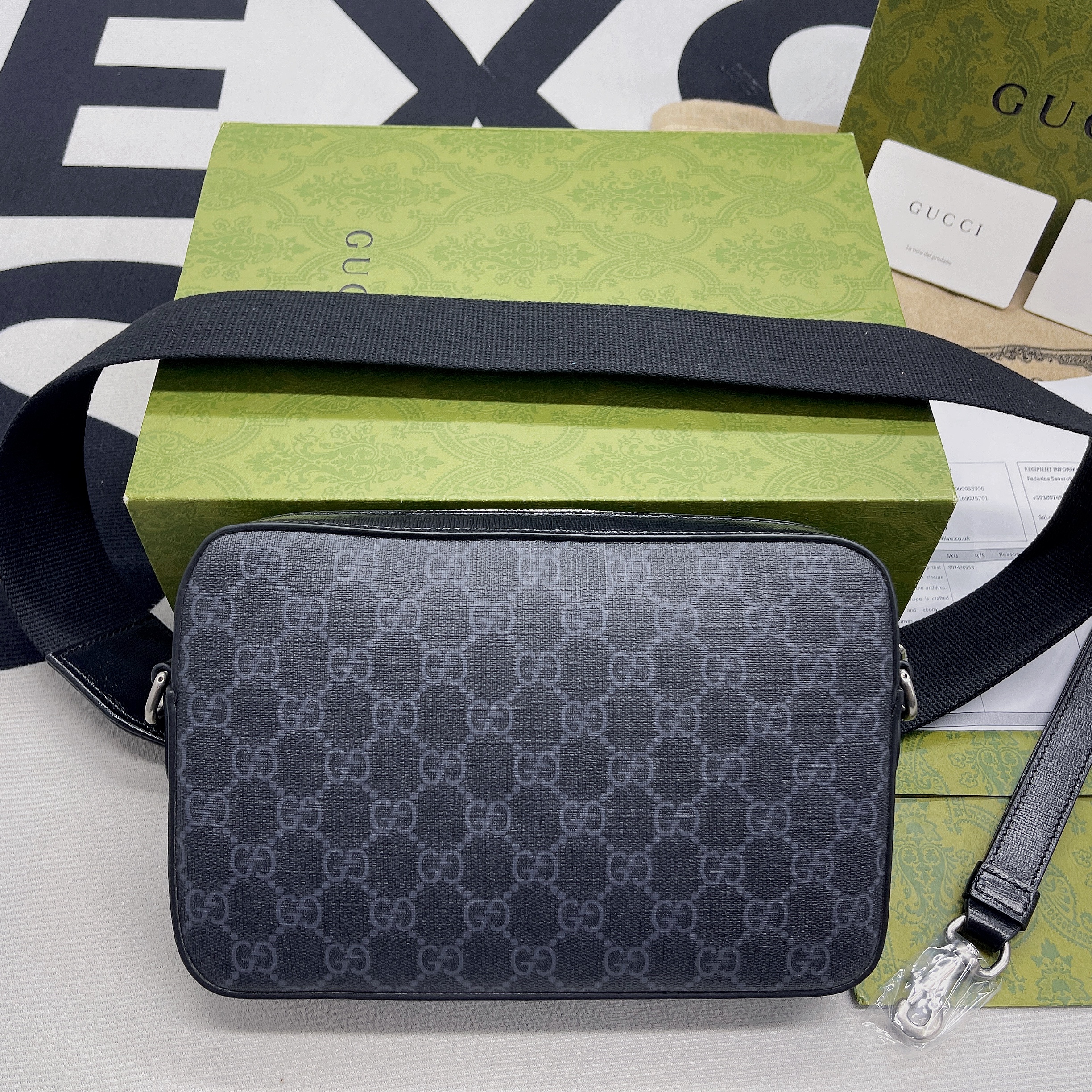 Gucci Shoulder Bag With Interlocking G Black GG Supreme Canvas For Women  9.6in/24.5cm