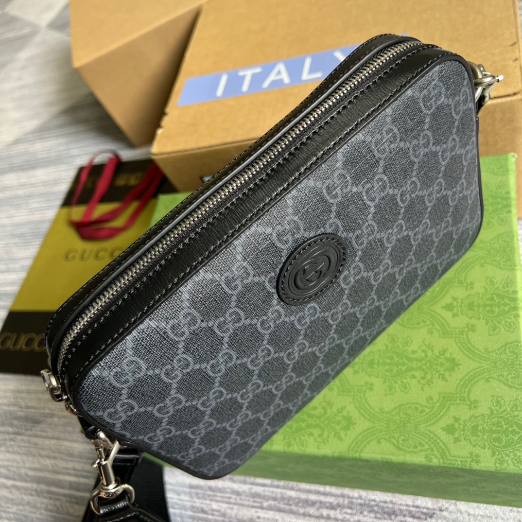 Gucci Shoulder Bag With Interlocking G Black GG Supreme Canvas For Women  9.6in/24.5cm