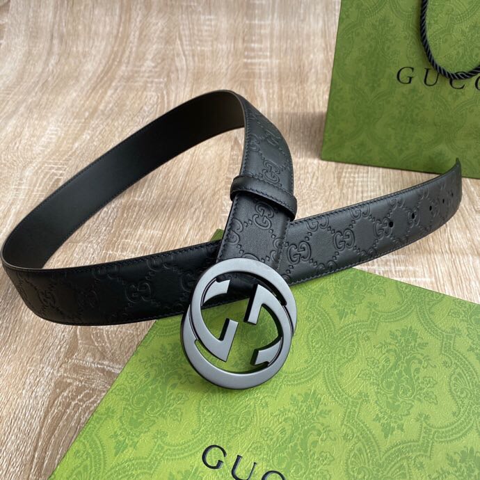 Gucci Signature Belt Black GG, Women Belt 411924