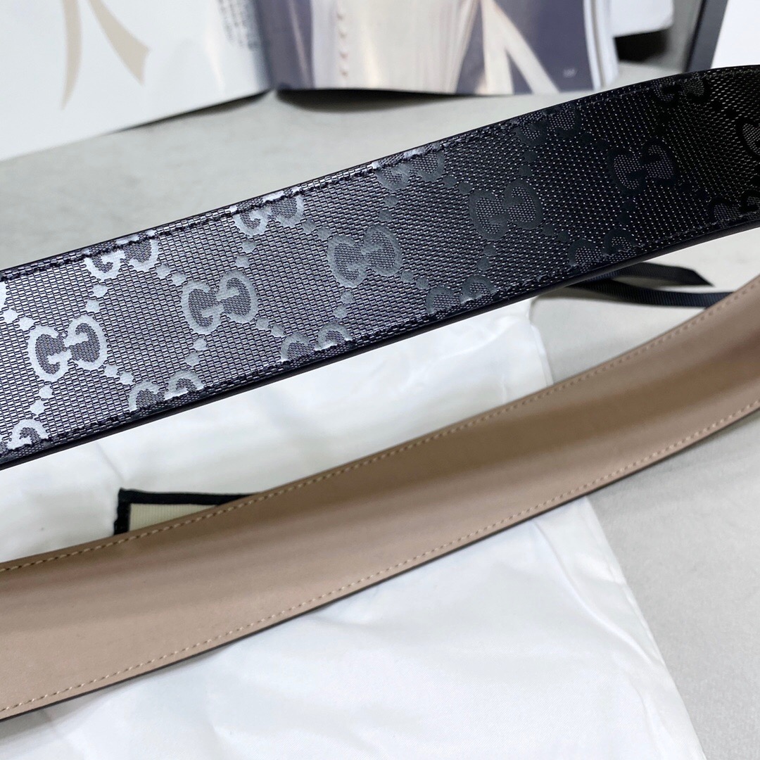 Gucci Signature Belt With Patterned Interlocking G Buckle Black For Women, Women Belt