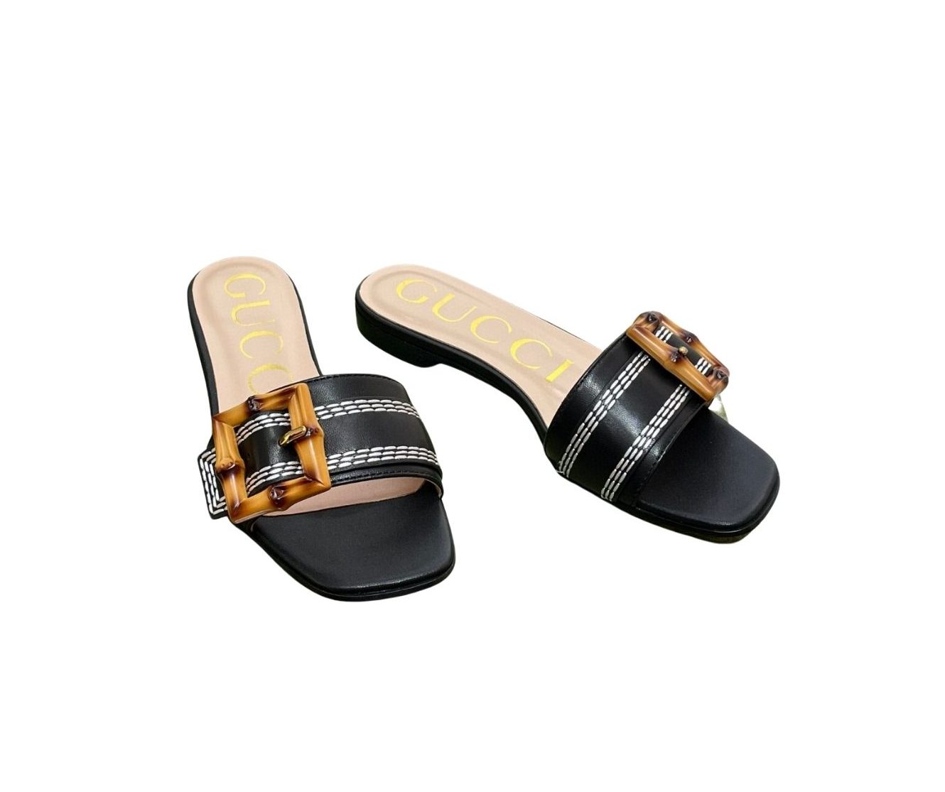 Gucci Slide Sandal With Bamboo Buckle Black For Women