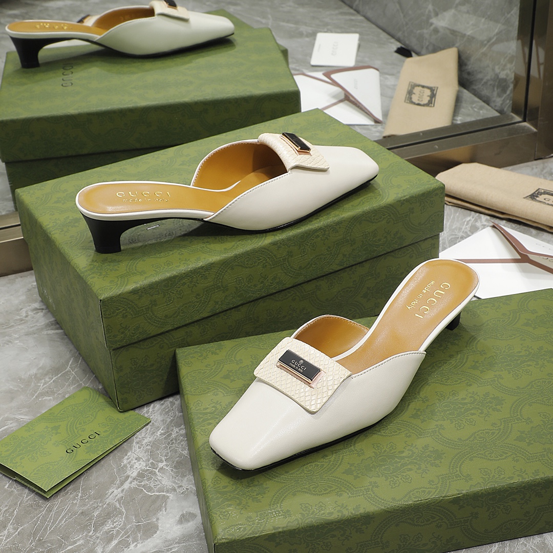 Gucci Slipper Sandals White For Women GG