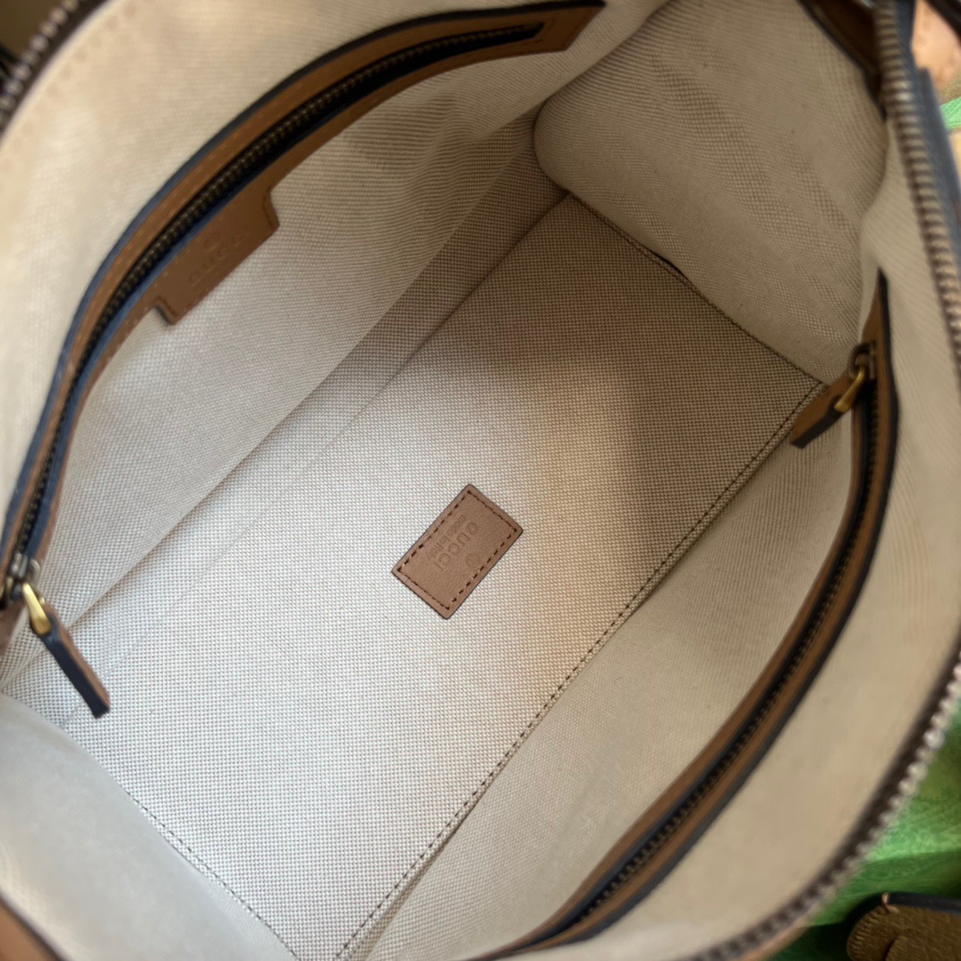 Gucci Small Bauletto Top Handle Bag With Double G Brown/Grey For Men 10.6in/27cm
