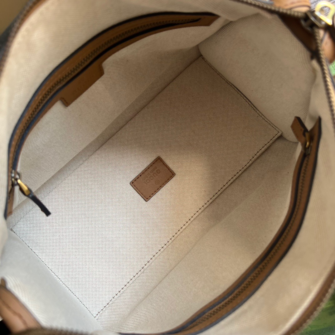 Gucci Small Bauletto Top Handle Bag With Double G White/Brown For Men 10.6in/27cm