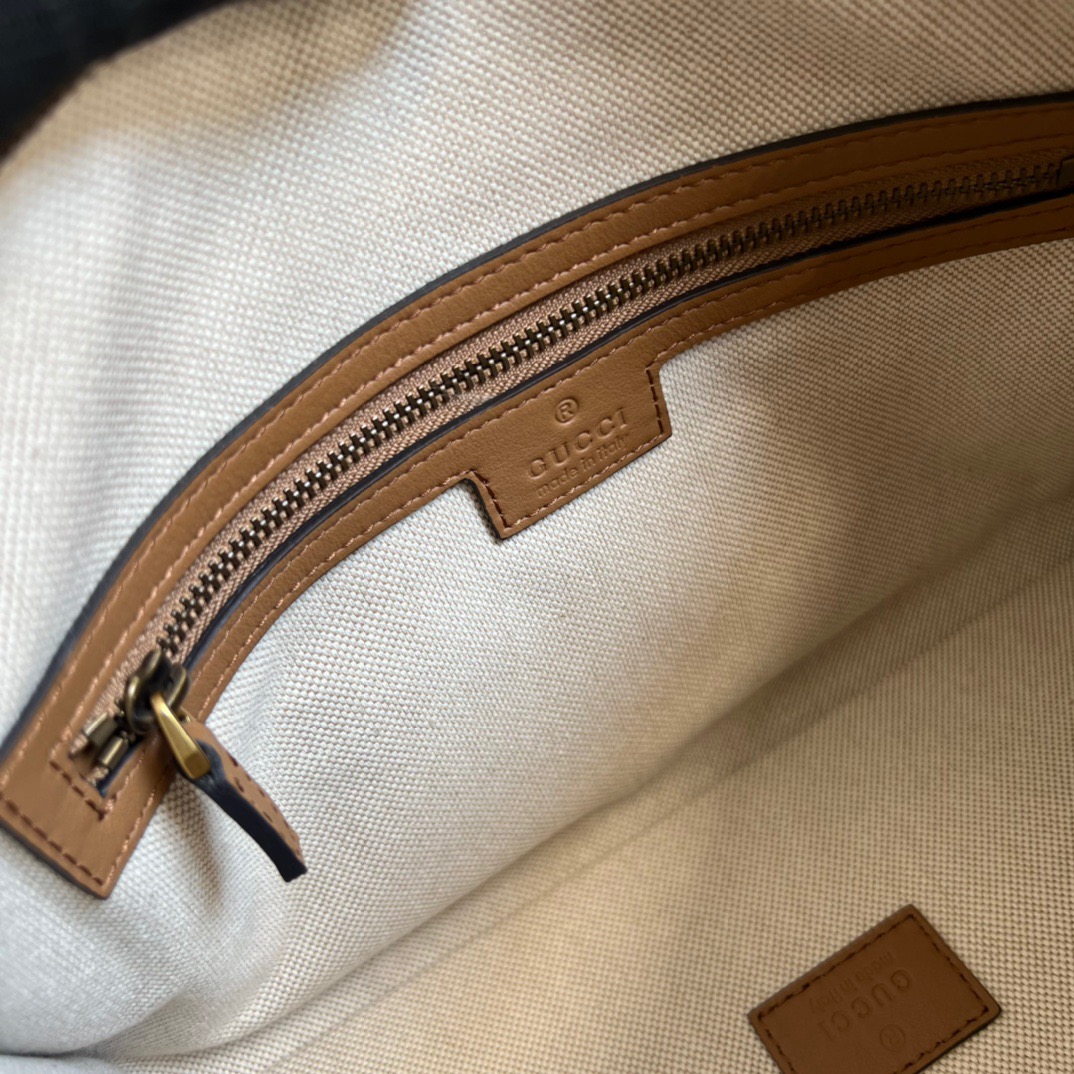 Gucci Small Bauletto Top Handle Bag With Double G White/Brown For Men 10.6in/27cm