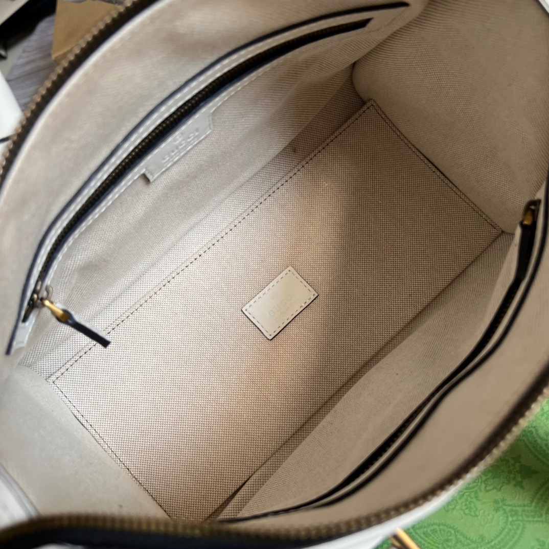 Gucci Small Bauletto Top Handle Bag With Double G White/Brown For Men 10.6in/27cm