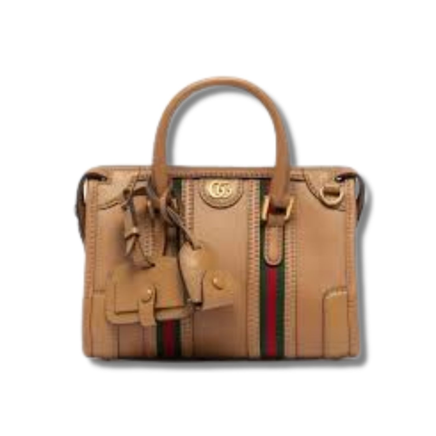 Gucci Small Bauletto Top Handle Bag With Double G White/Brown For Men 10.6in/27cm