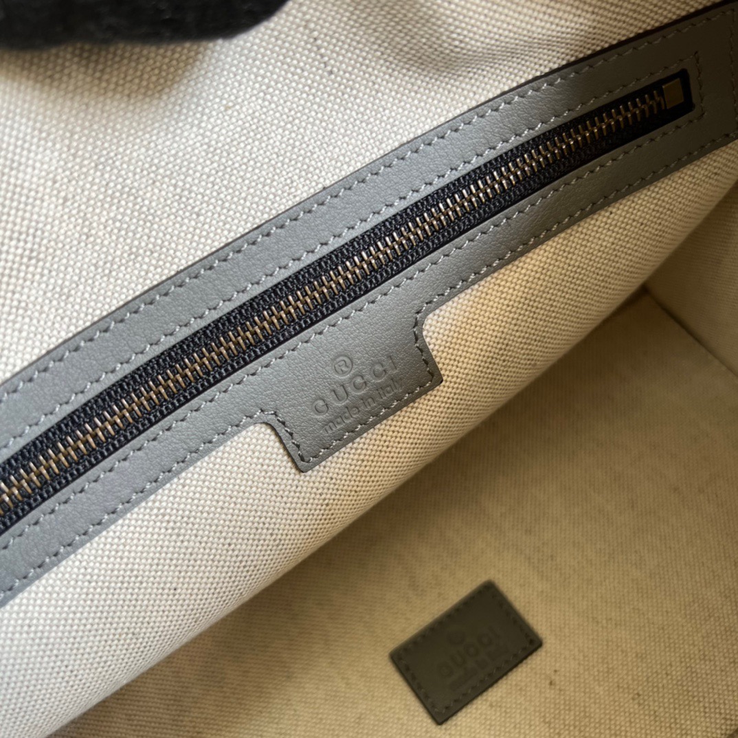 Gucci Small Bauletto Top Handle Bag With Double G White/Grey For Men 10.6in/27cm