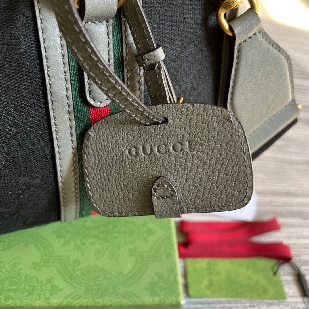 Gucci Small Bauletto Top Handle Bag With Double G White/Grey For Men 10.6in/27cm