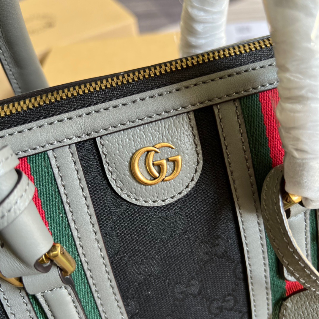 Gucci Small Bauletto Top Handle Bag With Double G White/Grey For Men 10.6in/27cm