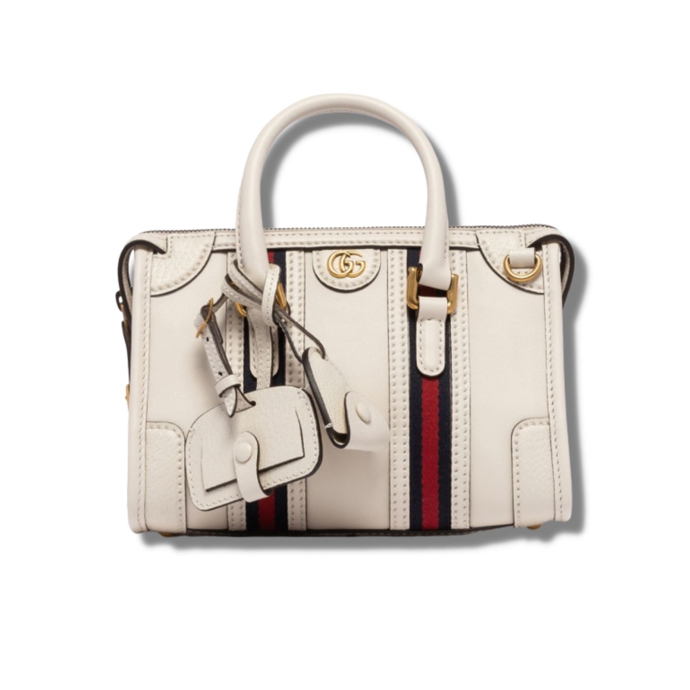 Gucci Small Bauletto Top Handle Bag With Double G White/Grey For Men 10.6in/27cm