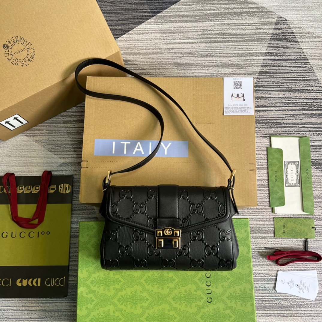 Gucci Small GG Top Handle Bag Black For Women, Women’s Bags 17.7in/19cm