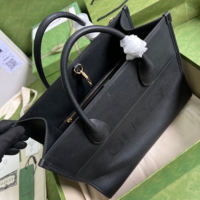 Gucci Small tote With Gucci Logo Black For Women 12.4in/31.5cm GG 674822 0E8IG 1000