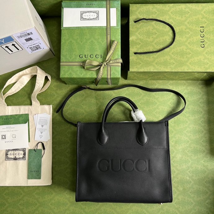Gucci Small tote With Gucci Logo Black For Women 12.4in/31.5cm GG 674822 0E8IG 1000