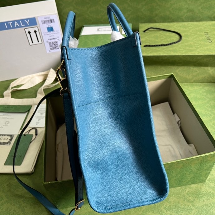 Gucci Small tote With Gucci Logo Blue For Women 12.4in/31.5cm GG 674822 0E8IG 4432