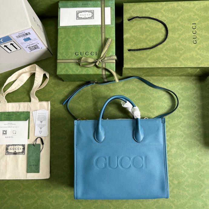 Gucci Small tote With Gucci Logo Blue For Women 12.4in/31.5cm GG 674822 0E8IG 4432