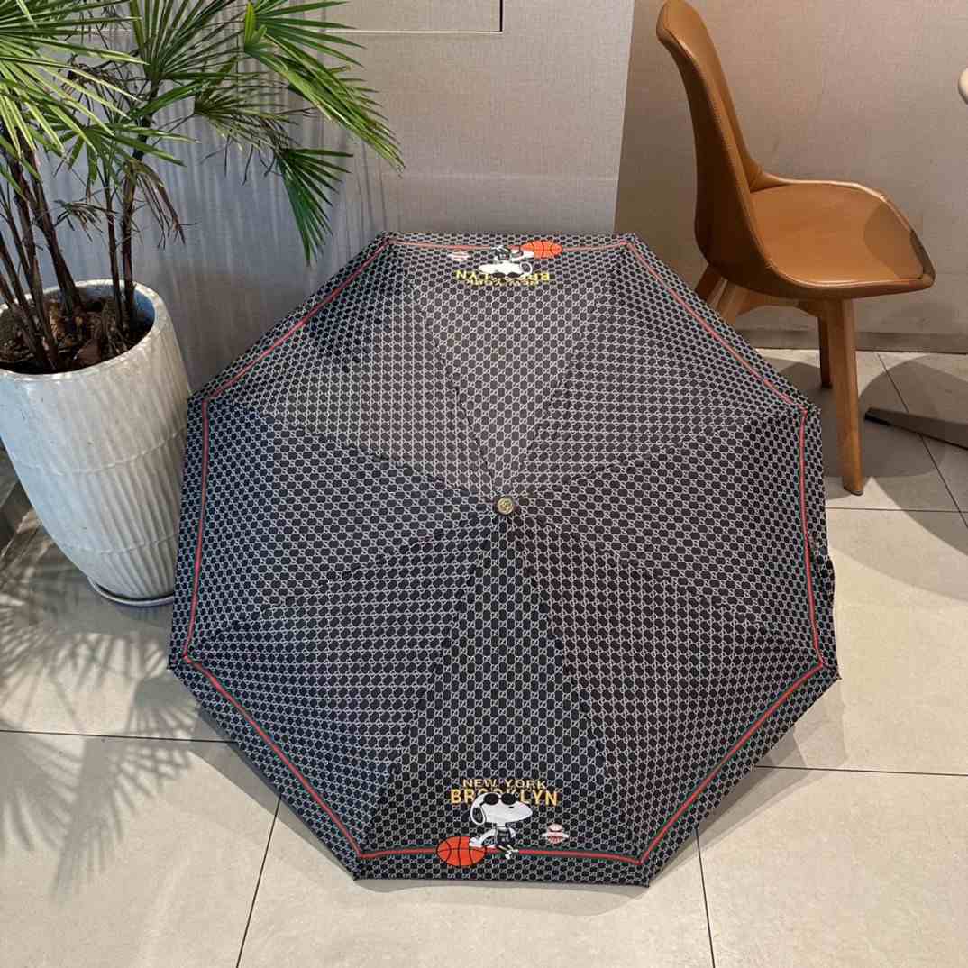 Gucci Snoopy Printed Folding Umbrella Black