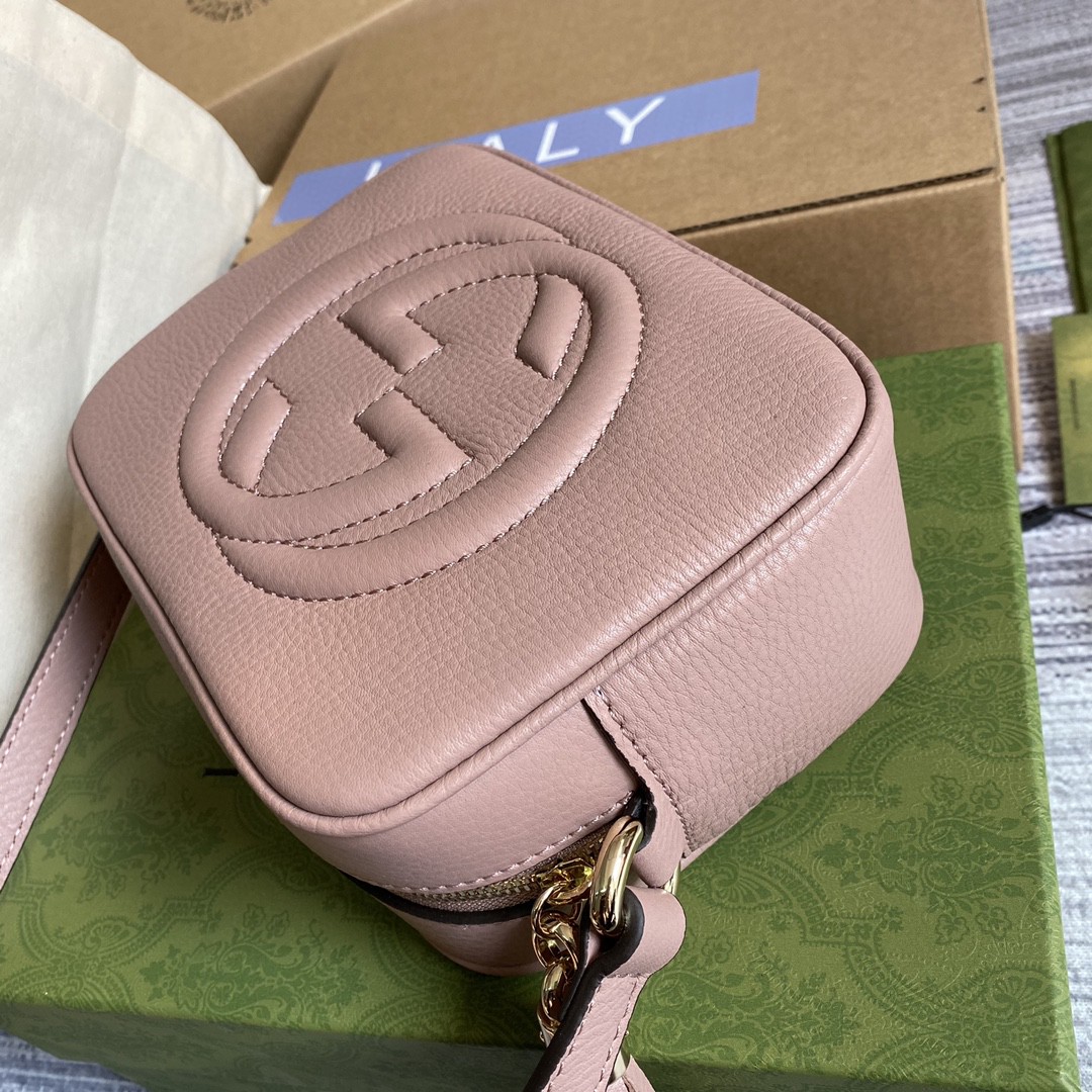 Gucci Soho Small Disco Bag Dust Pink For Women, Women’s Bags, Shoulder And Crossbody Bags 8in/21cm GG 308364