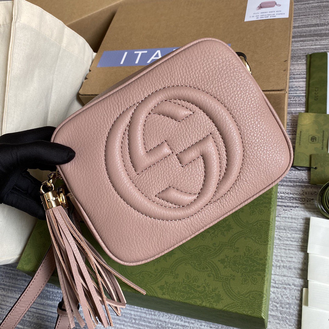 Gucci Soho Small Disco Bag Dust Pink For Women, Women’s Bags, Shoulder And Crossbody Bags 8in/21cm GG 308364