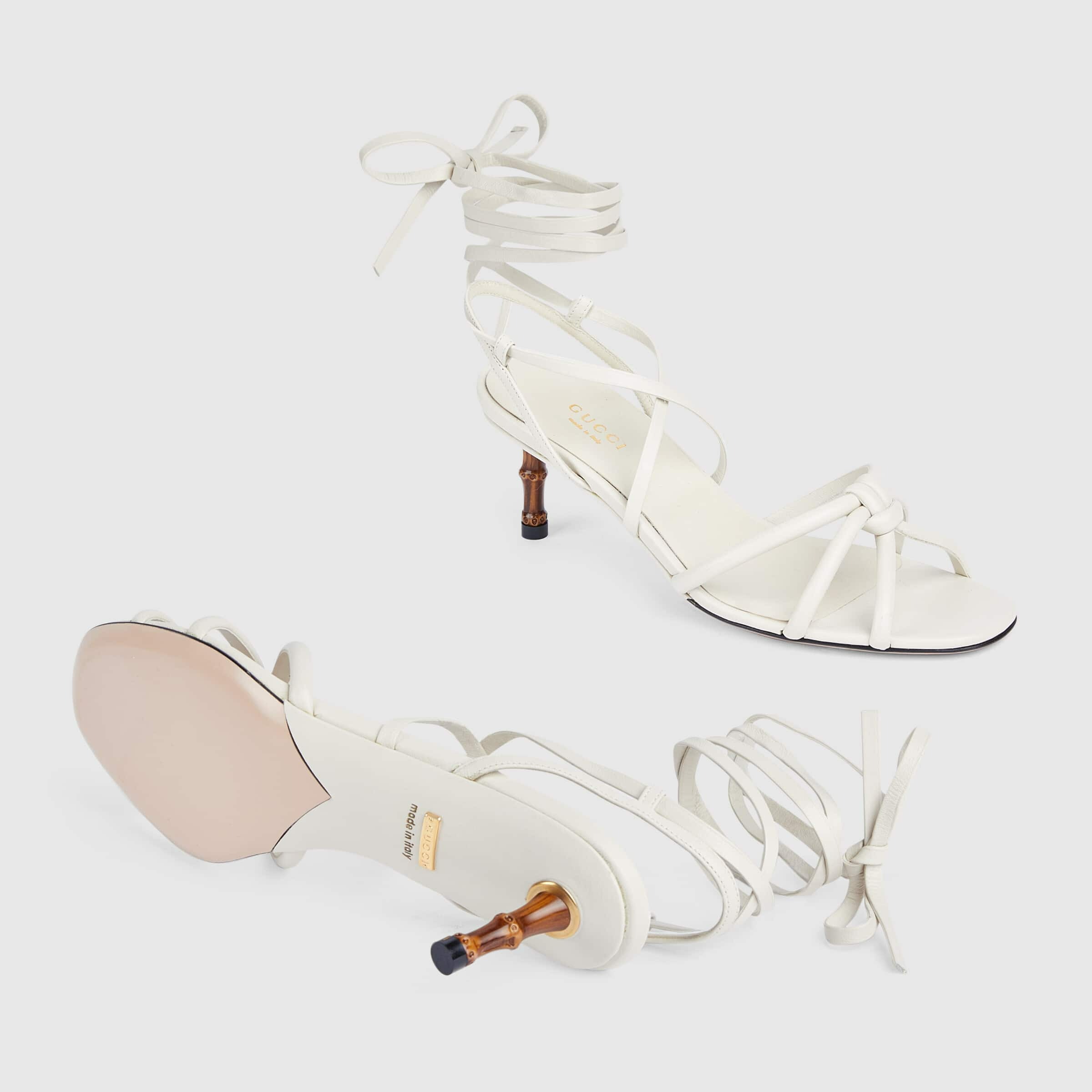 Gucci Strappy Sandal With Bamboo White For Women 746035 BKO00 9049